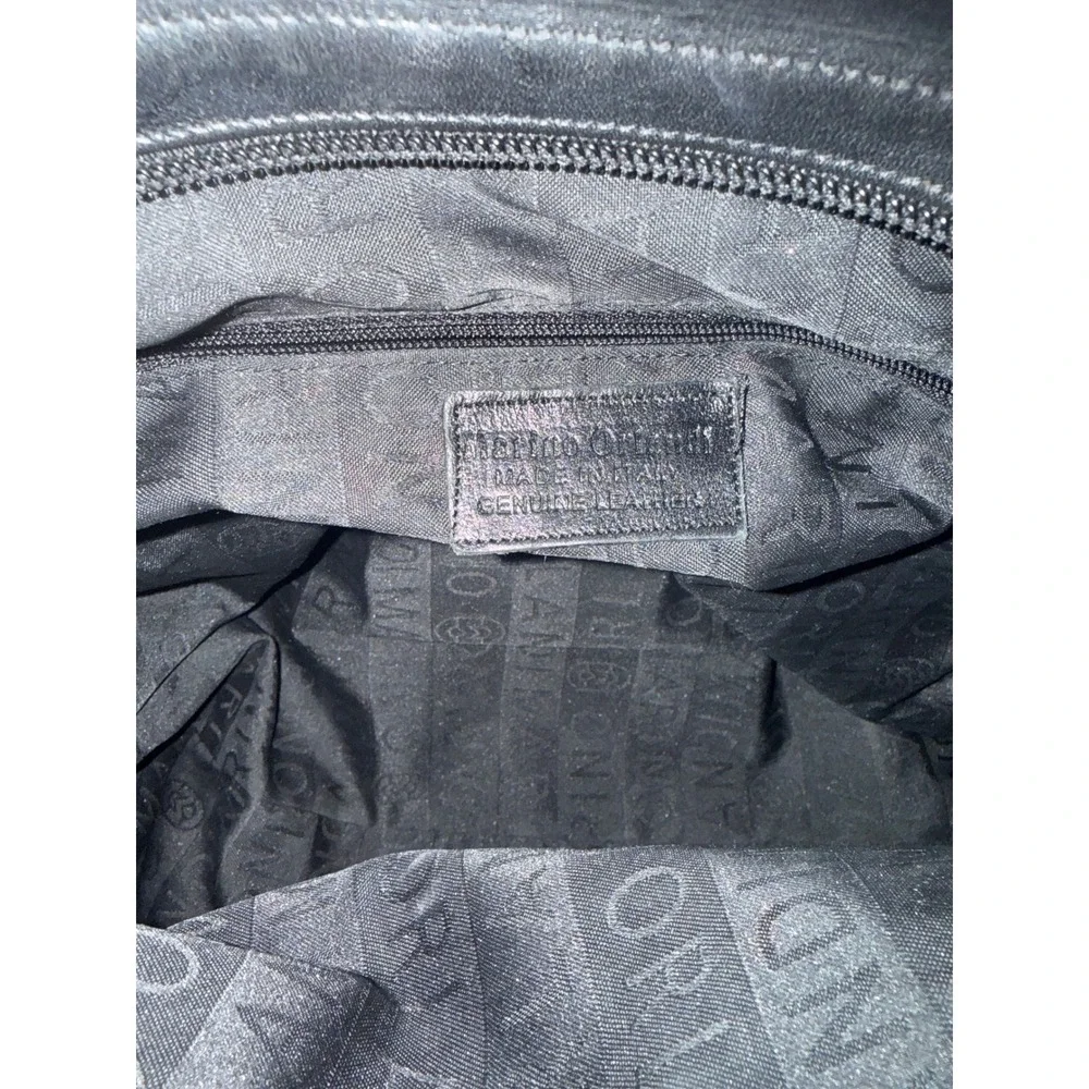 Marino Orlandi Black Leather Tote Bag Made in Italy Pleated Shoulder Bag